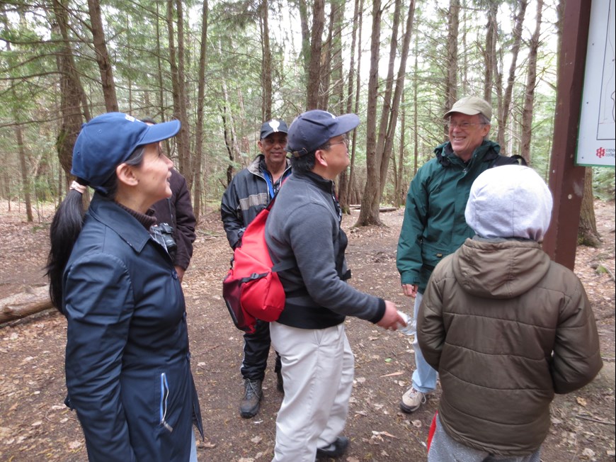 group of people on a hike